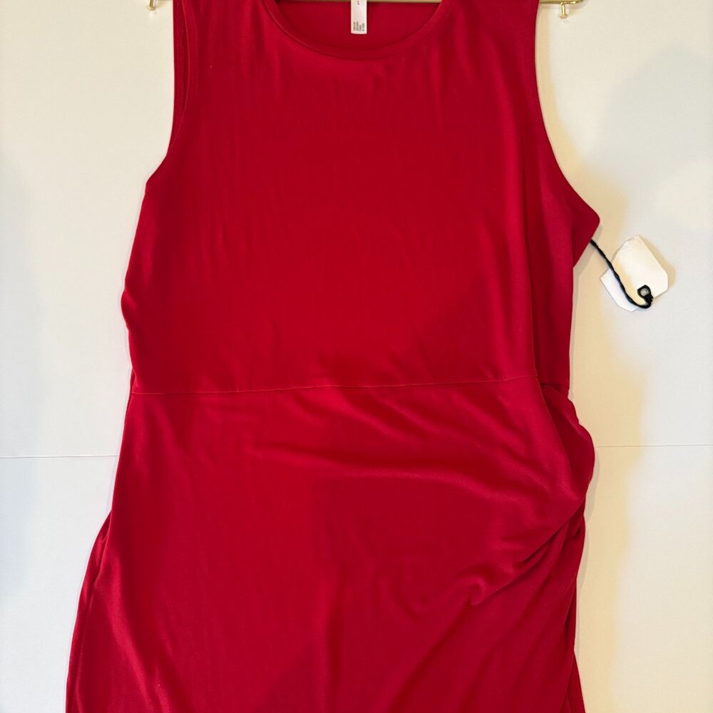 Leith sleeveless red jersey dress
